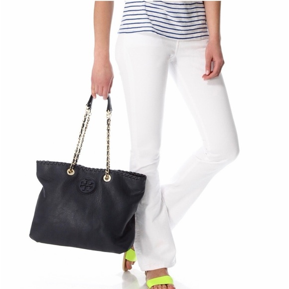 Tory Burch Marion East West Genuine Leather Tote Bag - Picture 2 of 16